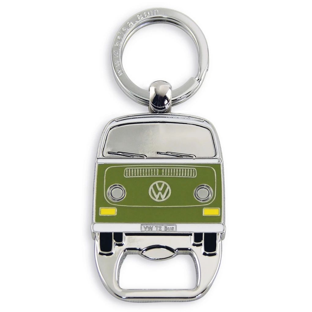 Volkswagen T2 privjesak za ključeve s otvaračem za boce, zeleni
