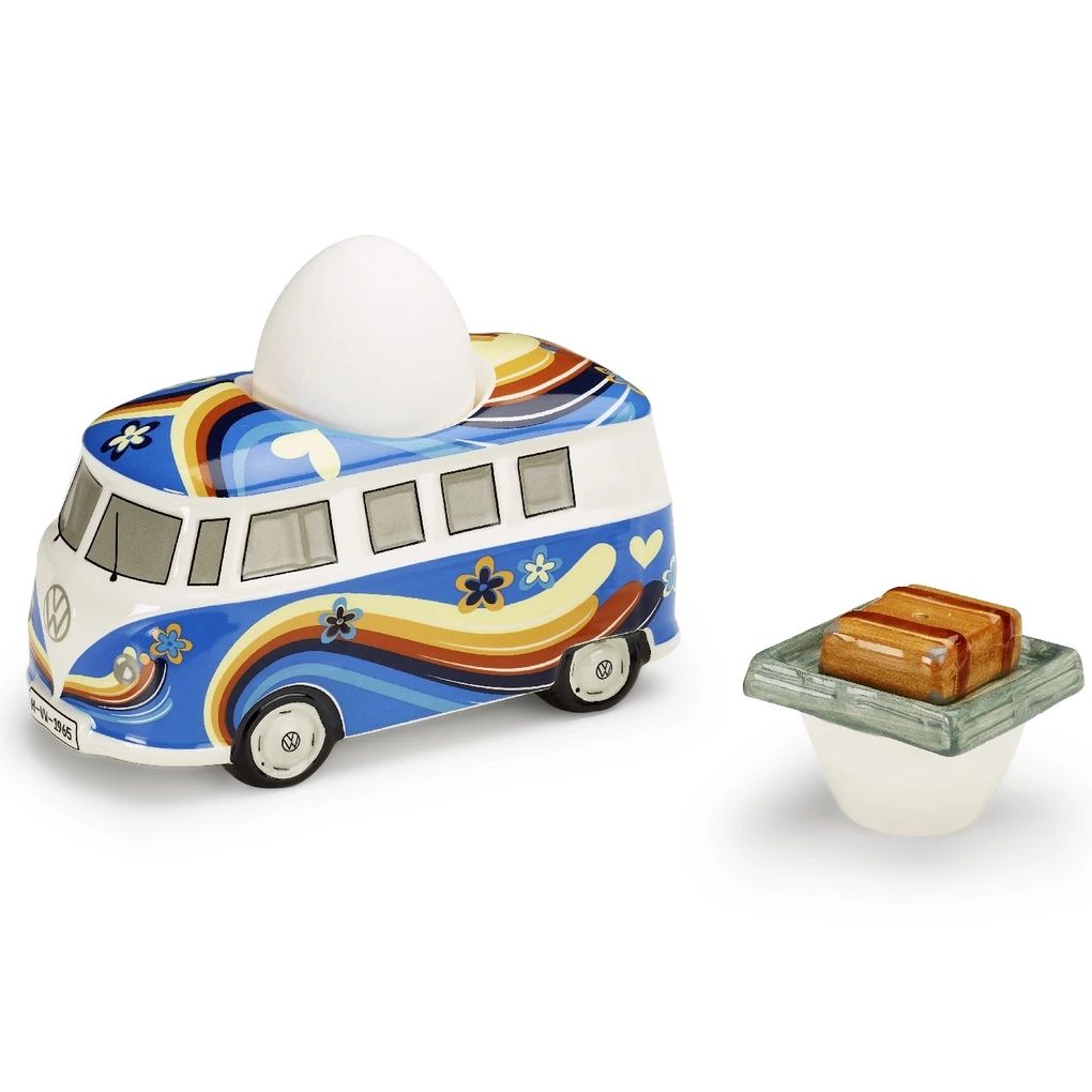 Volkswagen držač za jaje, T1 dizajn, Heritage, plavo/šareni
