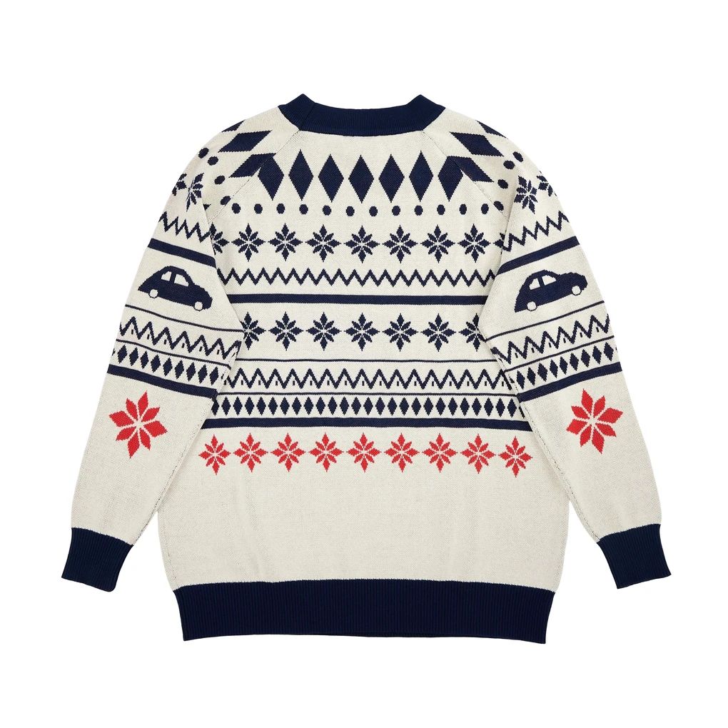 Uniseks Volkswagen božićni pulover, bijeli.

