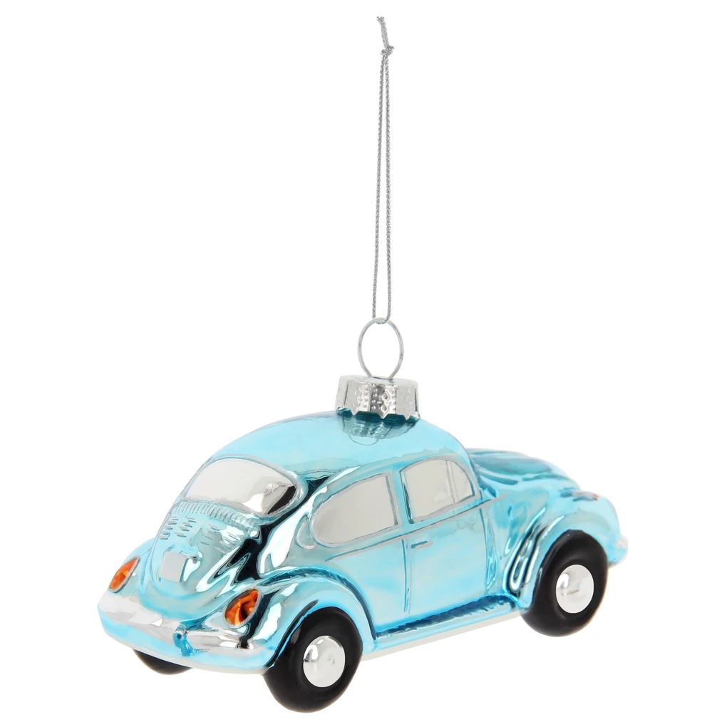 Volkswagen Buba božićni ukras od stakla – plavi
